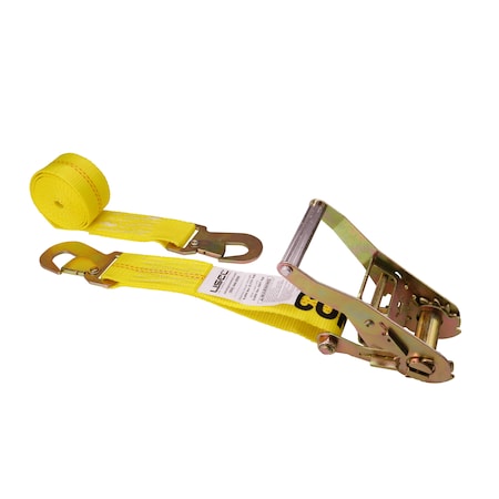 Us Cargo Control 2" x 8' Yellow Car Tie Down Straps w/ Flat Snap Hooks 5108FSH-Y